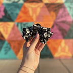 Black Floral Fabric Hair Claw Clip