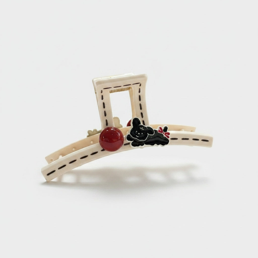 Cream Pearl Bunny Track Hair Claw Clip