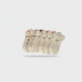 Cream Floral Ankle Socks Pack With Colorful Accents