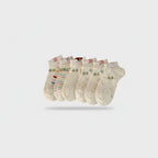 Cream Floral Ankle Socks Pack With Colorful Accents