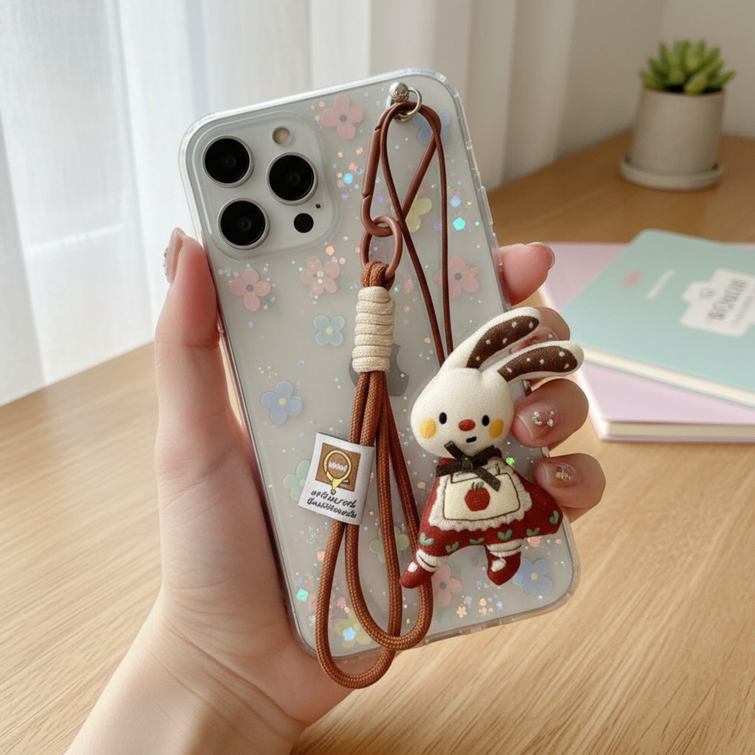 Cute Rabbit Acrylic Keyring With Tassel Charm
