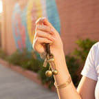 Brass Ball Charm Leather Keyring With Mirror Pendant