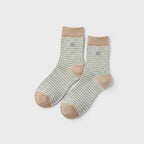 Gingham Star Crew Socks With Tan Trim