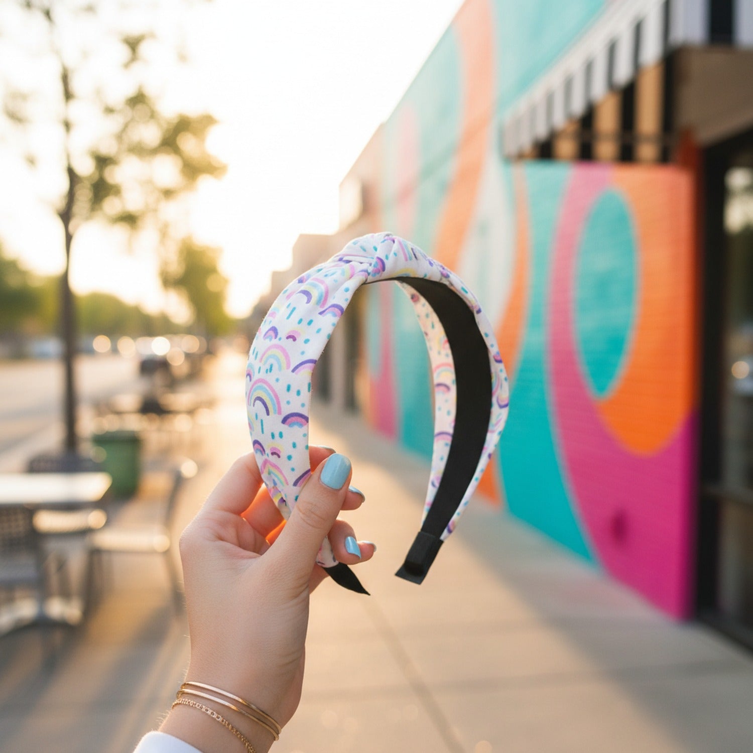 Rainbow Cloud Padded Headband Pink