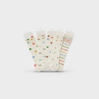 Cream Socks With Hearts Bows and Stripes 5-Pack