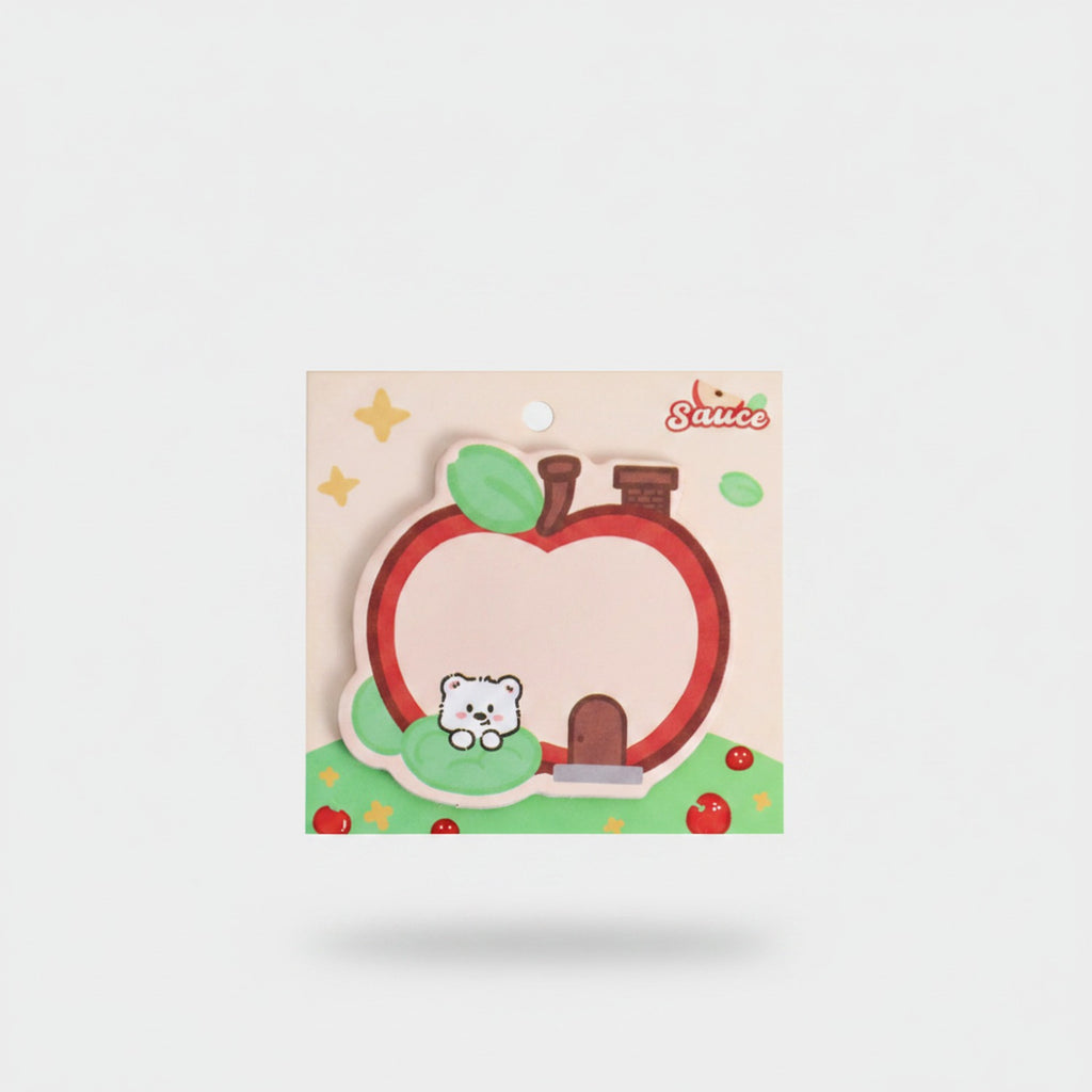 Apple Shaped Memo Pad With Cute Bear Charm