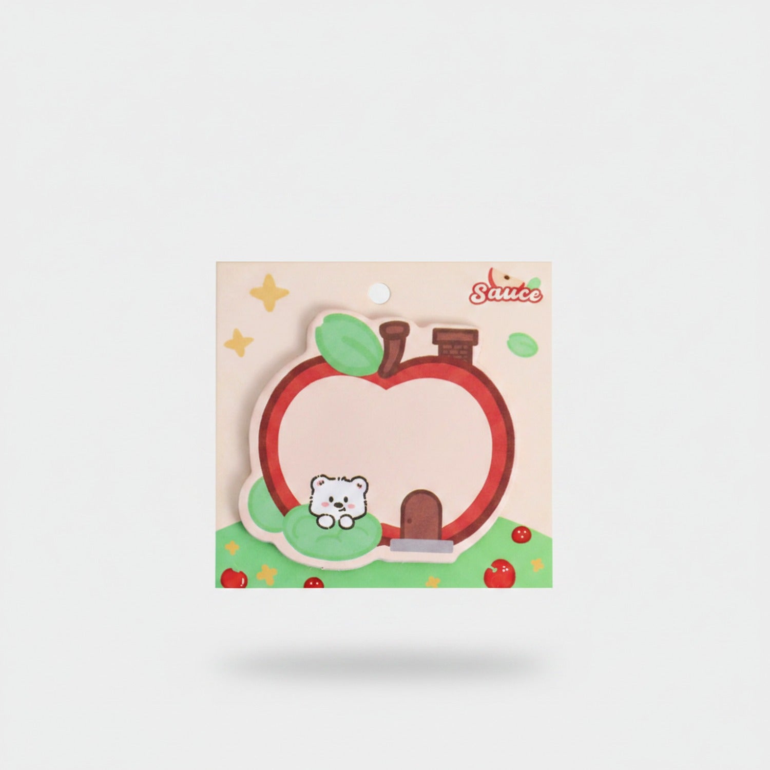 Apple Shaped Memo Pad With Cute Bear Charm