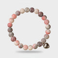 Beaded Bracelet With Heart Charm Pink