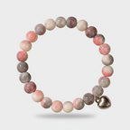 Beaded Bracelet With Heart Charm Pink