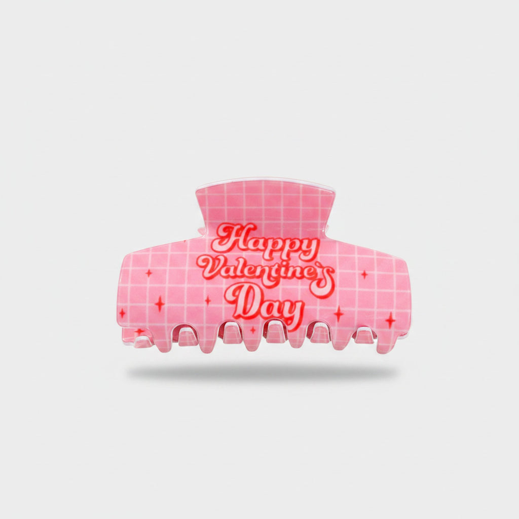Pink Grid Claw Hair Clip Valentine's Day