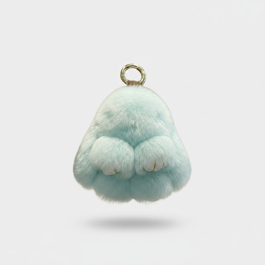 Fluffy Bunny Paw Charm Keyring - Mint Green Phone Strap – novelty & toys (view 1)