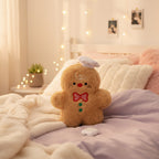 Gingerbread Man Plush Toy With Red Bow