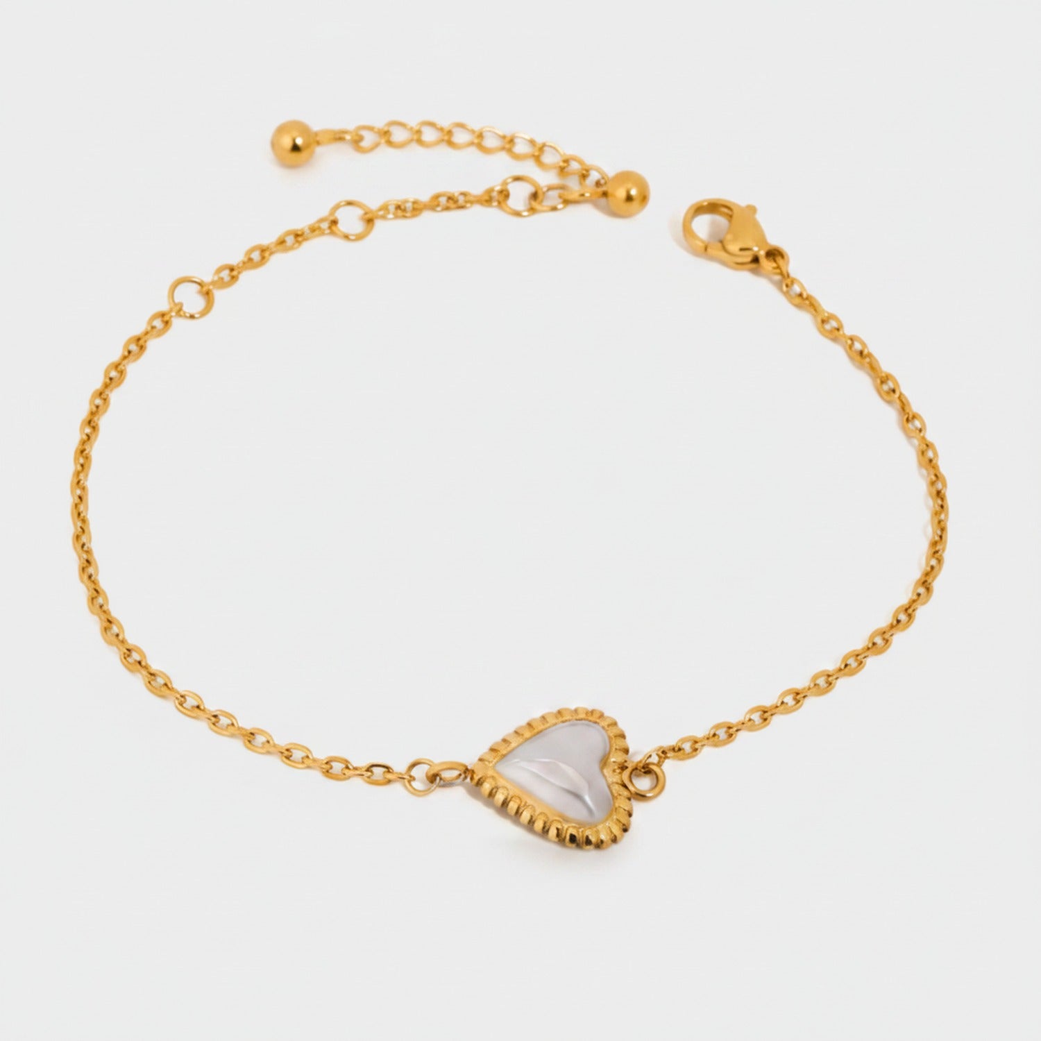 Gold Heart Shell Charm Bracelet