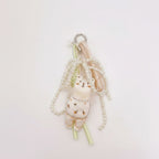 Pearl Beaded Cute Bunny Acrylic Keyring