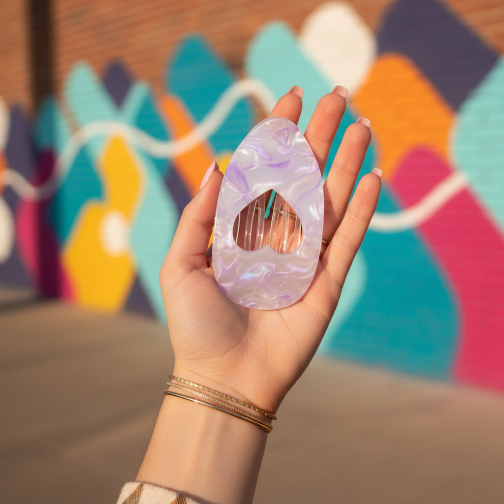 Opalescent Heart Cutout Hair Claw Clip