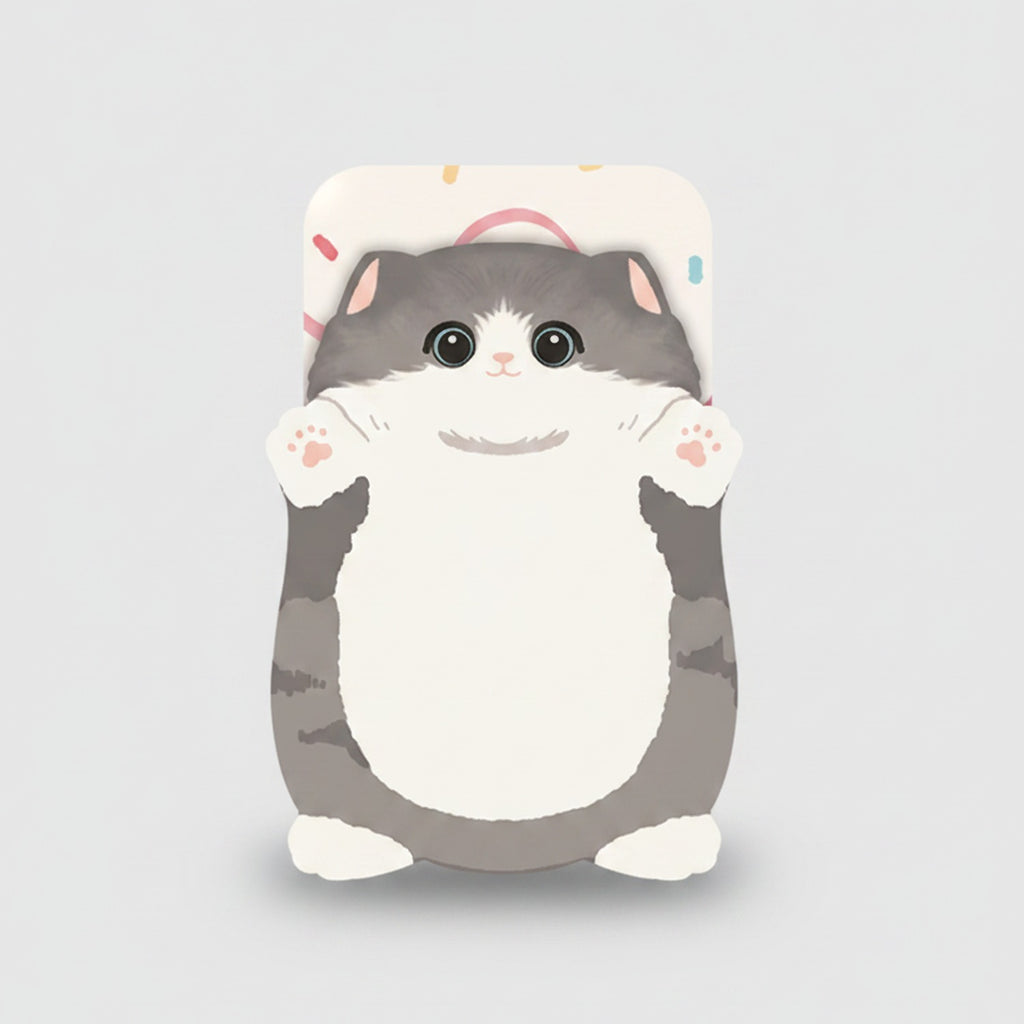 Gray & White Tabby Cat Plush Stationery Case