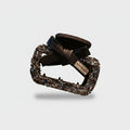Rhinestone Studded Black Leather Hair Claw