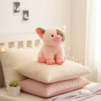 Adorable Pink Plush Pig Toy With Gray Face Patch
