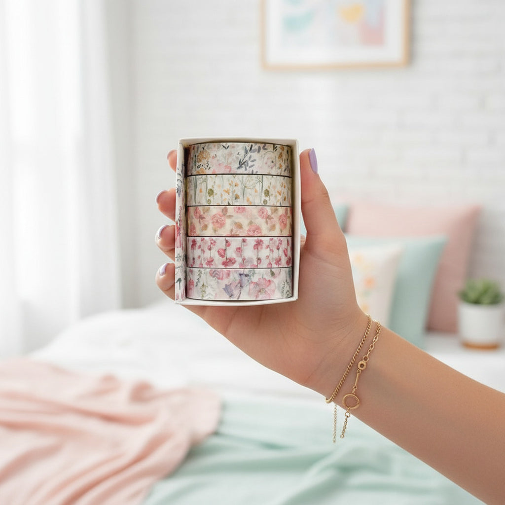 Floral Washi Tape Set - Pink Botanical Design