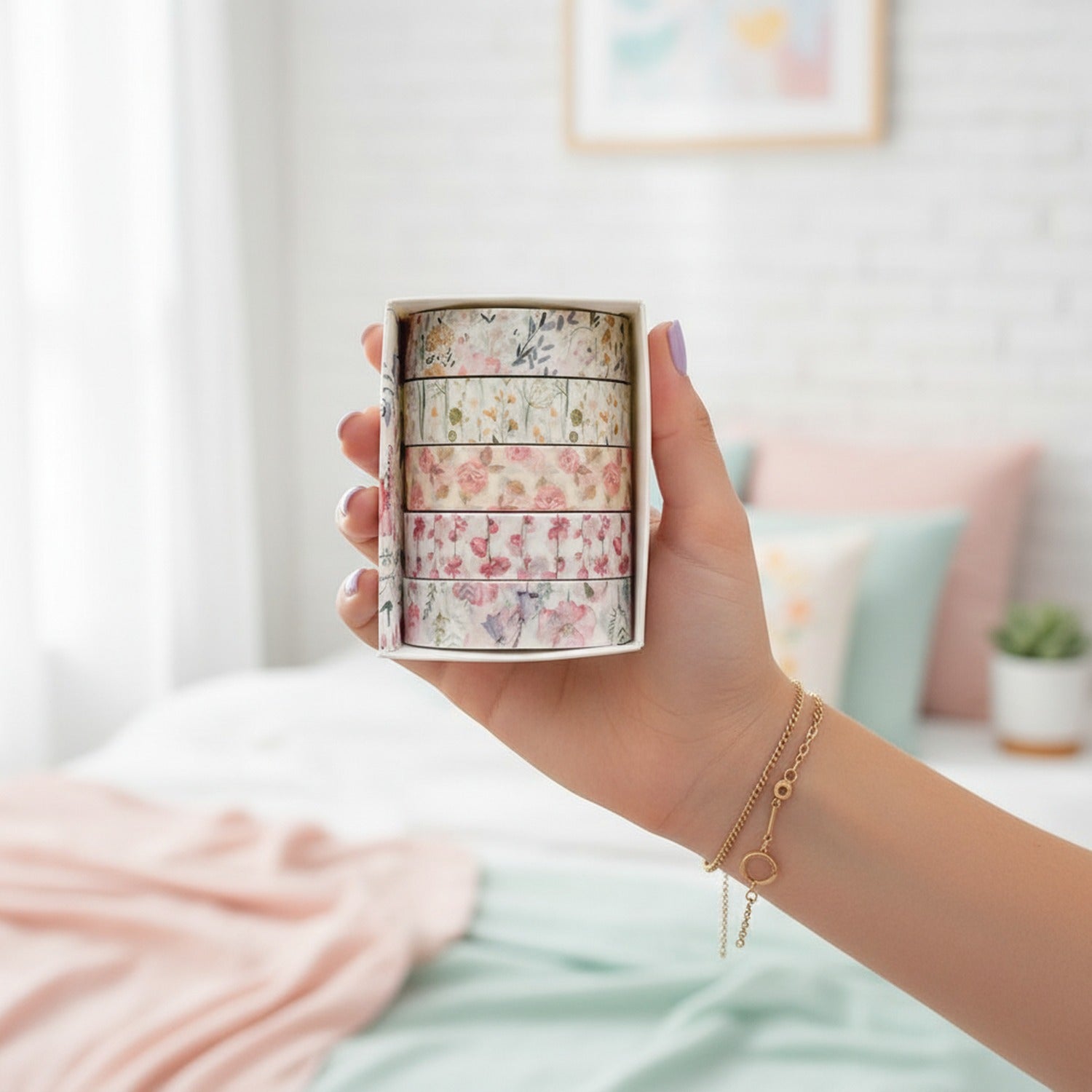 Floral Washi Tape Set - Pink Botanical Design