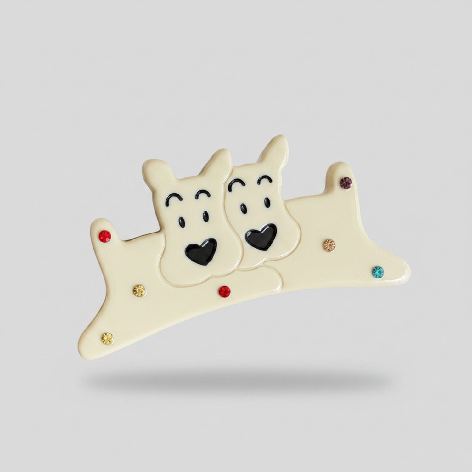Cream Reindeer Hair Claw With Rhinestones