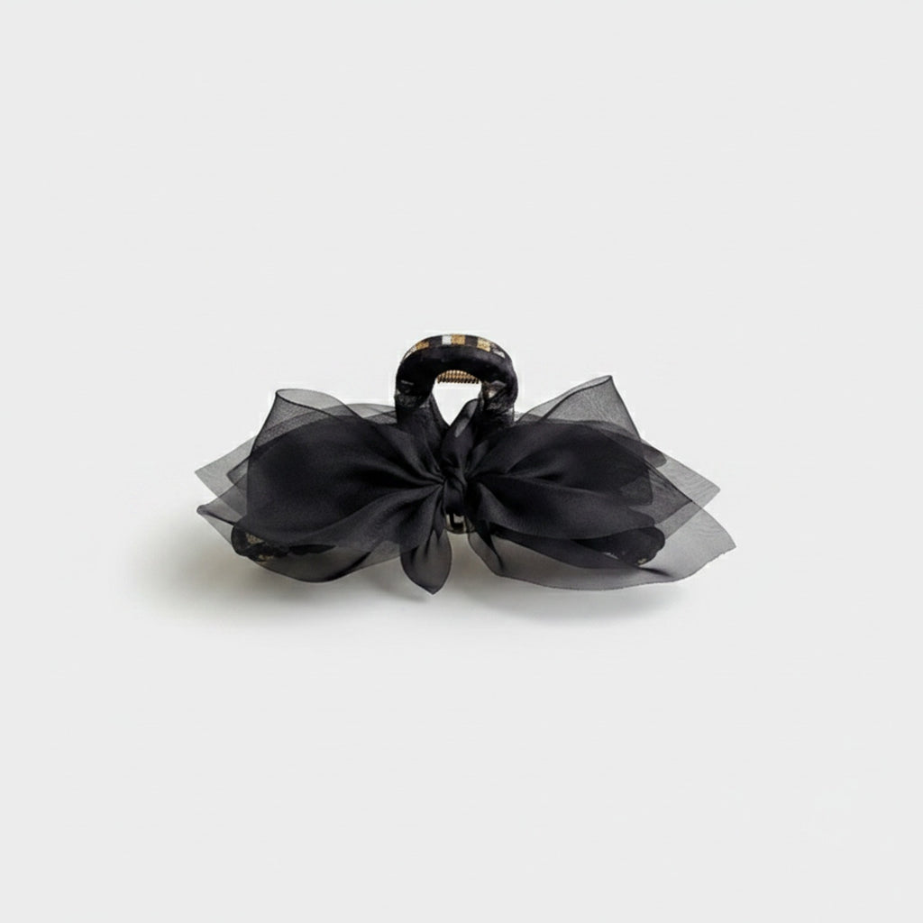 Black Mesh Bow Hair Claw Clip