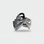 Plaid Fabric Hair Claw With Gold Accent
