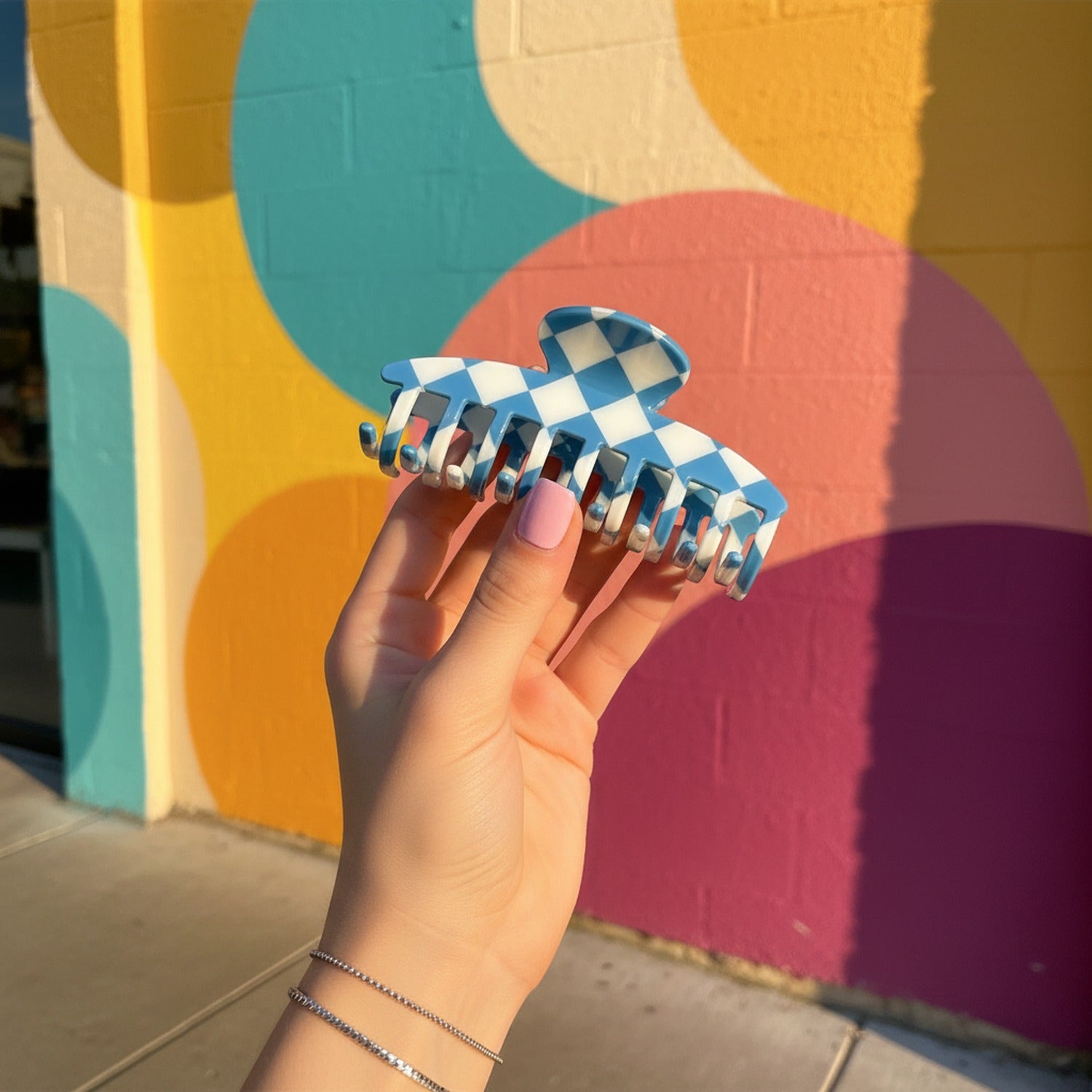 Checkered Hair Claws Pastel Multi-Pack Set