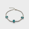 Teal Oval Rhinestone Tennis Bracelet