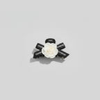 White Rose Black Bow Hair Claw Clip