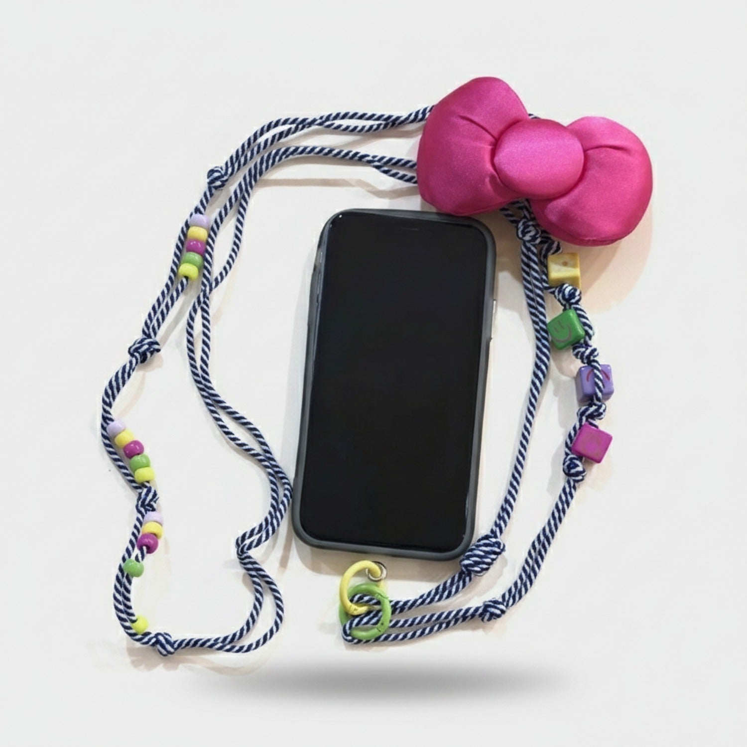 Pearl Beaded Phone Strap With Heart Charm