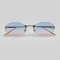 Gradient Oval Rimless Sunglasses With Gold Trim