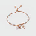 Rose Gold Pearl & Charm Adjustable Bracelet