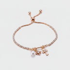 Rose Gold Pearl & Charm Adjustable Bracelet