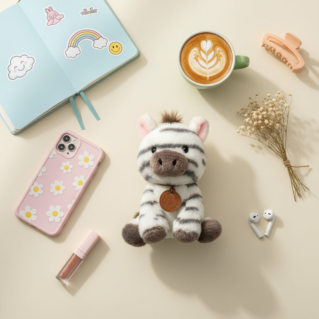 Striped Tabby Plush Toy With Charm Pendant