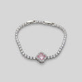 Pink Clover Rhinestone Tennis Bracelet
