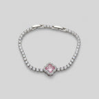 Pink Clover Rhinestone Tennis Bracelet