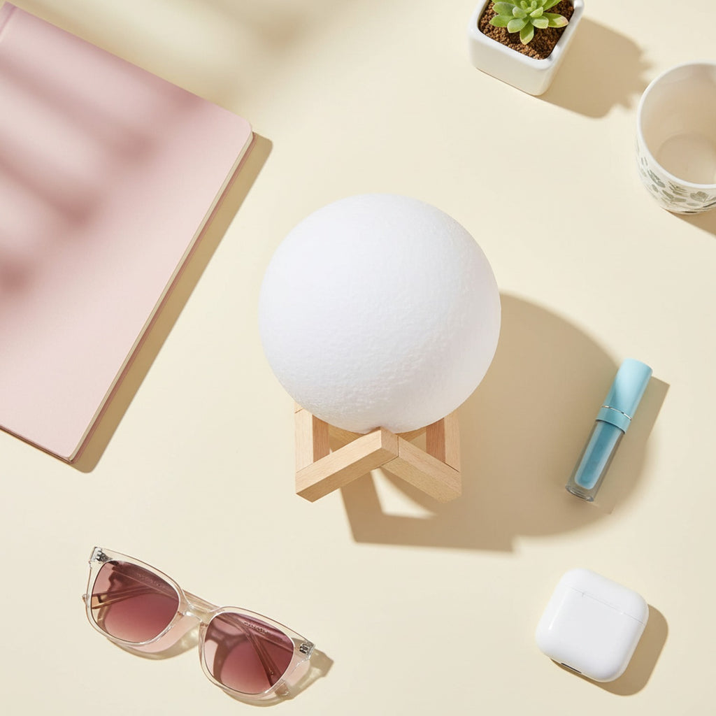 Moon Lamp Night Light With Wooden Stand