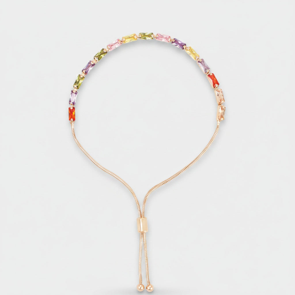 Multicolor Crystal Bead Adjustable Slider Bracelet
