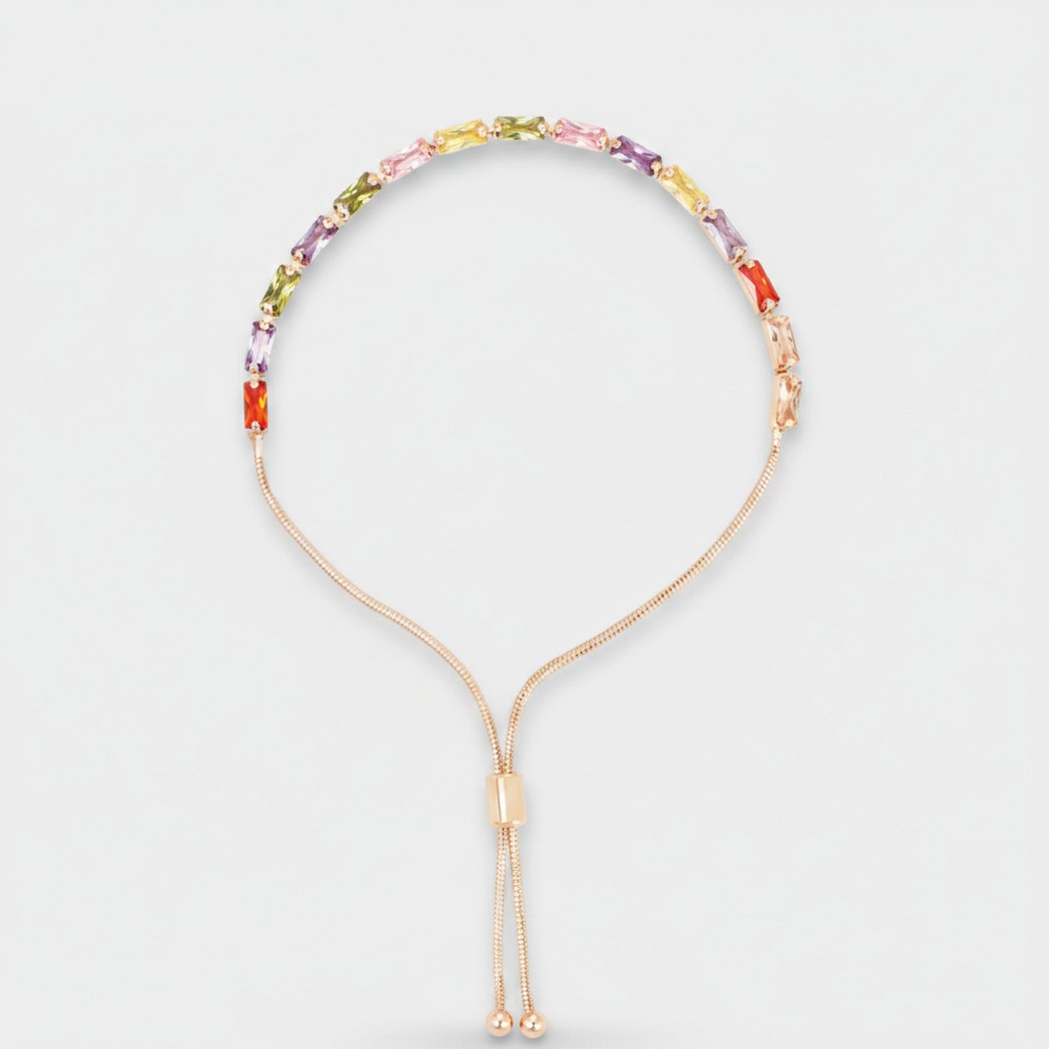 Multicolor Crystal Bead Adjustable Slider Bracelet