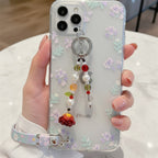 Beaded Pearl Flower Charm Acrylic Keyring