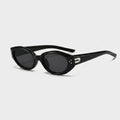 Black Oval Retro Sunglasses With Metal Accent