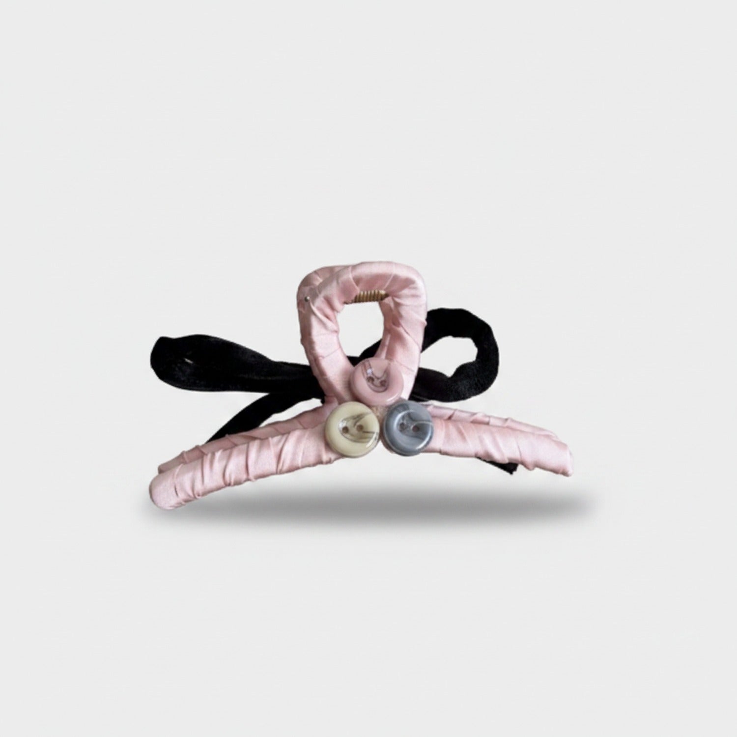 Pink And Black Claw Hair Clip With Pearls
