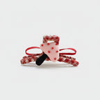 Red Plaid Beaded Heart Hair Claw