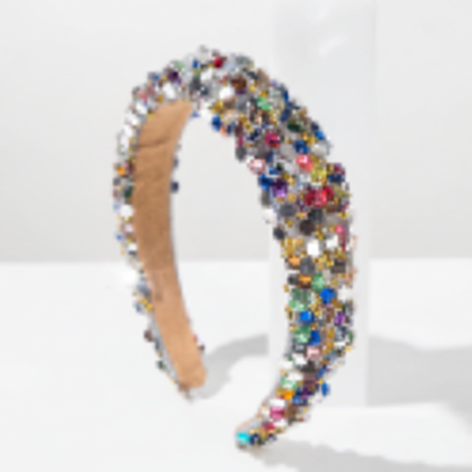 Rhinestone Beaded Padded Headband Silver Gold