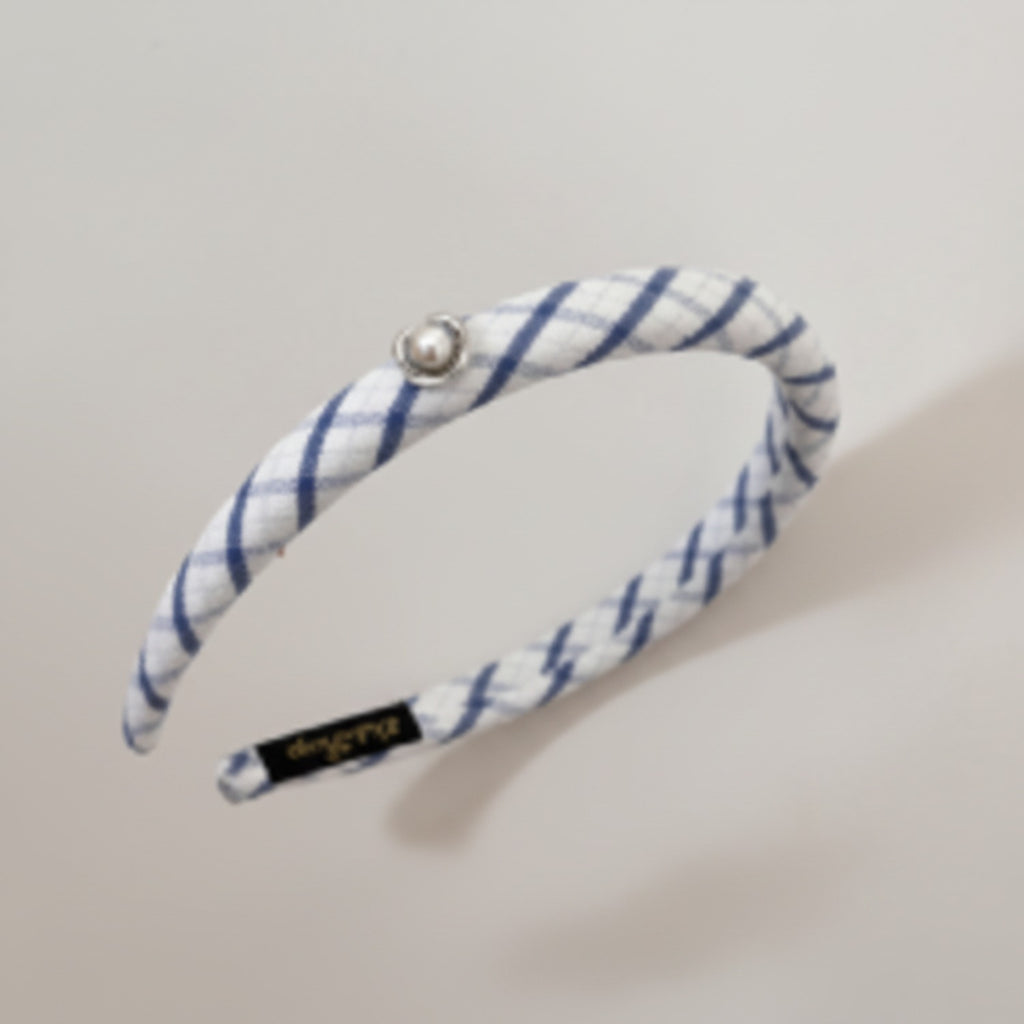 Twisted Blue And White Pearl Headband