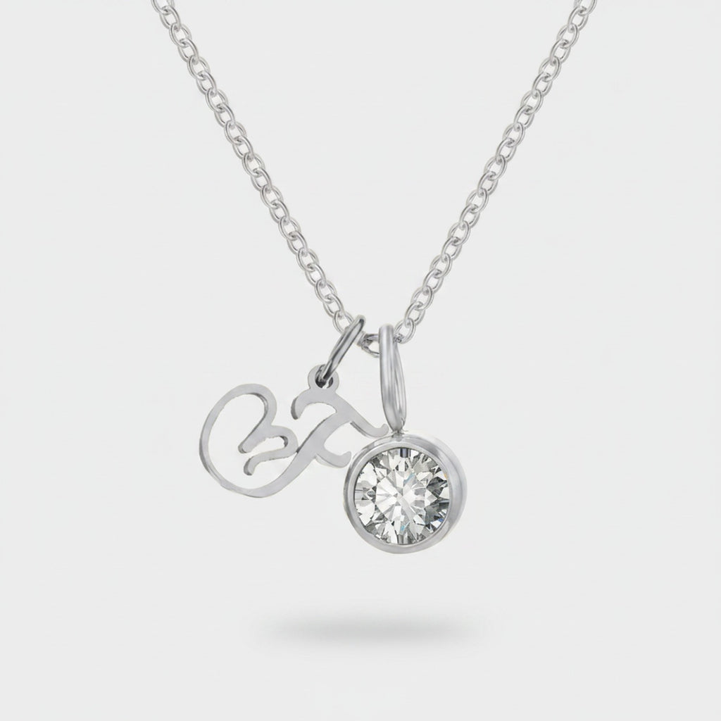 Silver Crystal Charm Pendant Chain Necklace