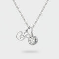 Silver Crystal Charm Pendant Chain Necklace