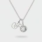 Silver Crystal Charm Pendant Chain Necklace