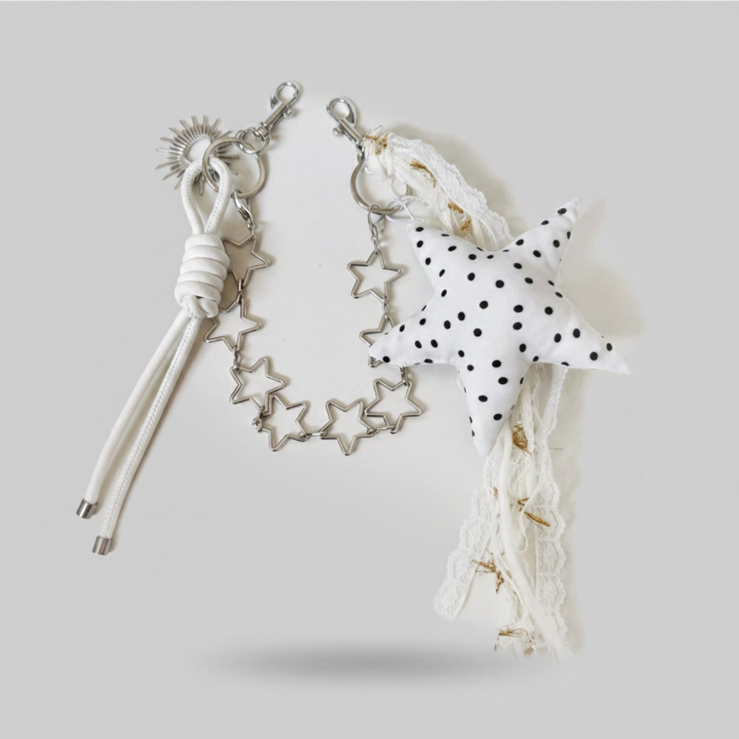 Star Charm Keychain With Lace Tassel